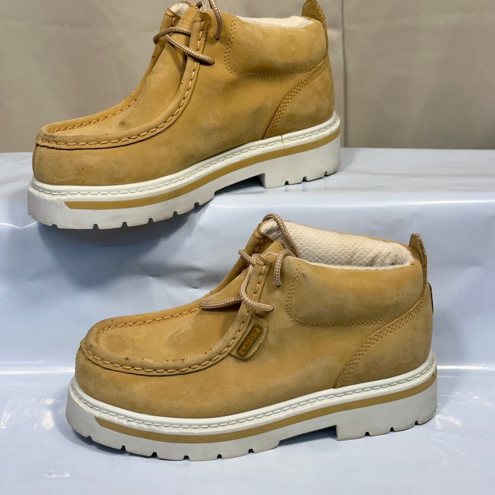 Lugz Wallabee Chukka Boots Mens 4.5 Tan Leather Chunky Platform BSR2N752